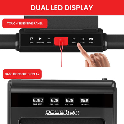 Powertrain K500 Walking Pad Treadmill 2 in 1 Foldable Walking & Running Machine w/2.5HP Motor Dual LED Displays 2 Level.
