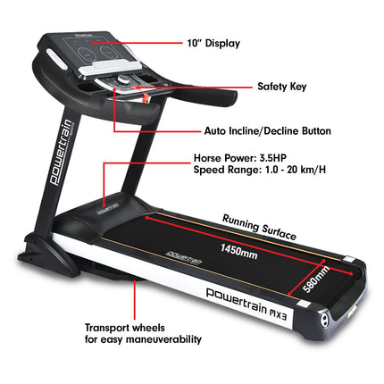 Powertrain MX3 Treadmill Performance Home Gym Cardio Machine.