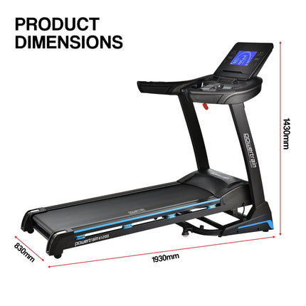 Powertrain V1200 Treadmill with Shock-Absorbing System.