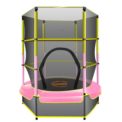 Kahuna 4.5ft Trampoline Round Free Safety Net Spring Pad Cover Mat Yellow Pink.