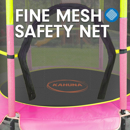 Kahuna 4.5ft Trampoline Round Free Safety Net Spring Pad Cover Mat Yellow Pink.