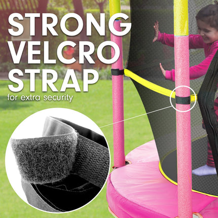 Kahuna 4.5ft Trampoline Round Free Safety Net Spring Pad Cover Mat Yellow Pink.