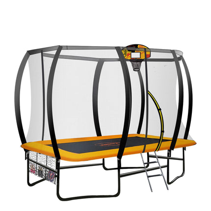 Kahuna 6 Ft X 9 Ft Rectangular Outdoor Trampoline With Basketball Set - Orange.