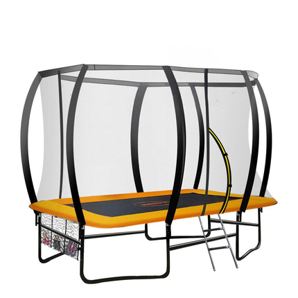 Kahuna 6 Ft X 9 Ft Rectangular Outdoor Trampoline With LED Basketball Set Orange.