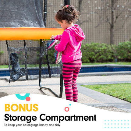 Kahuna 6 Ft X 9 Ft Rectangular Outdoor Trampoline With LED Basketball Set Orange.