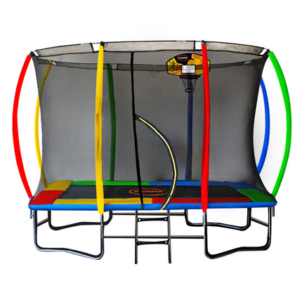 Kahuna Rectangular Trampoline 6x9ft with L.E.D BB Set Rainbow.