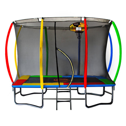 Kahuna Rectangular Trampoline 6x9ft with L.E.D BB Set Rainbow.