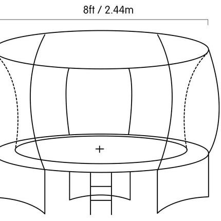 Kahuna 8ft Outdoor Rainbow Trampoline For Kids And Children Suited For Fitness Exercise Gymnastics With Safety Enclosure.