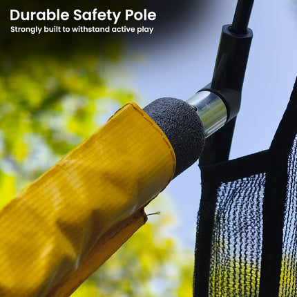 Kahuna 10 ft x 15 ft Oval Outdoor Trampoline w/ Basketball Set Reversible Rainbow & Orange Safety Pad Safety Net Ladder.