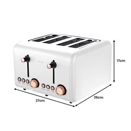 Pronti 4 Slice Toaster Rose Trim Collection - White.
