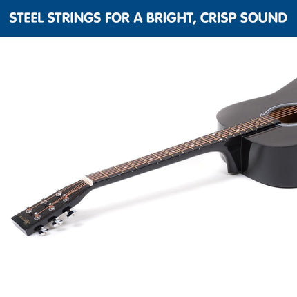 Karrera 41in Acoustic Wooden Guitar with Bag - Black.