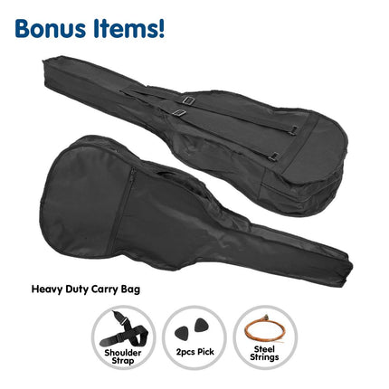 Karrera 41in Acoustic Wooden Guitar with Bag - Black.