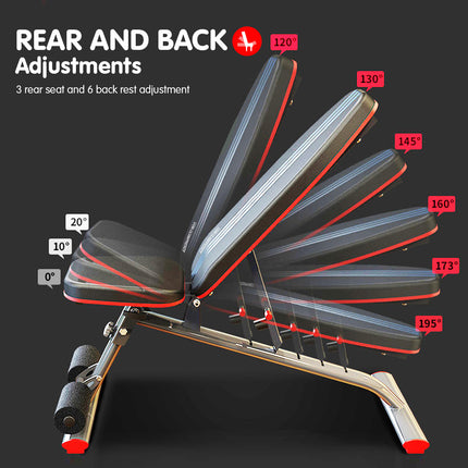 Powertrain Home Gym Bench Adjustable Flat Incline Decline FID 250KG Load.