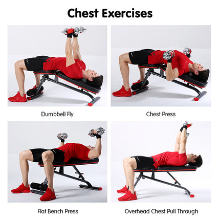 Powertrain Home Gym Bench Adjustable Flat Incline Decline FID 250KG Load.