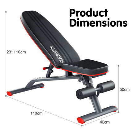 Powertrain Home Gym Bench Adjustable Flat Incline Decline FID 250KG Load.