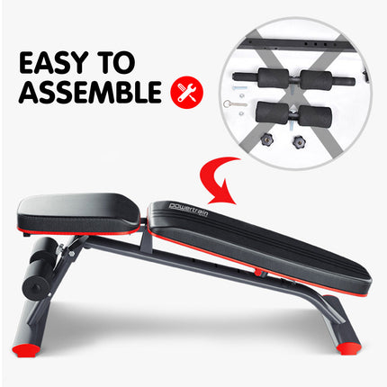 Powertrain Home Gym Bench Adjustable Flat Incline Decline FID 250KG Load.