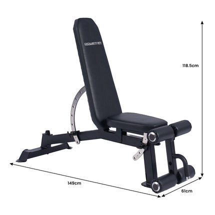 Powertrain Multi Workout Bench with Transport Wheels and Adjustable Backrest.