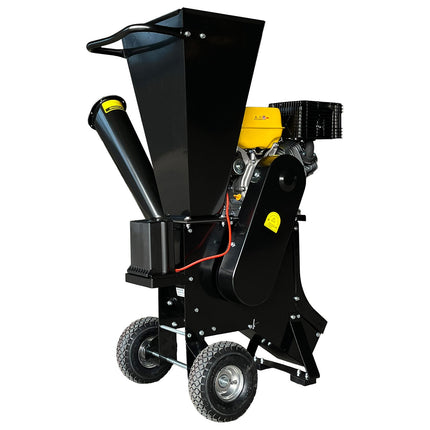 Ducar 89mm Key Electric Start Wood Chipper 420cc 15hp 4-stroke Engine Unleaded Petrol Garden Shredder Mulcher Grinder - 601c Black.