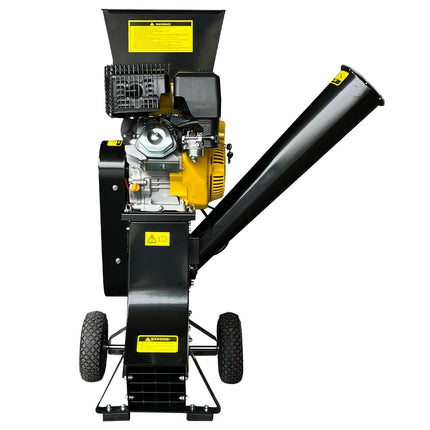 Ducar 89mm Key Electric Start Wood Chipper 420cc 15hp 4-stroke Engine Unleaded Petrol Garden Shredder Mulcher Grinder - 601c Black.