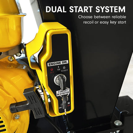 Ducar 89mm Key Electric Start Wood Chipper 420cc 15hp 4-stroke Engine Unleaded Petrol Garden Shredder Mulcher Grinder - 601c Black.