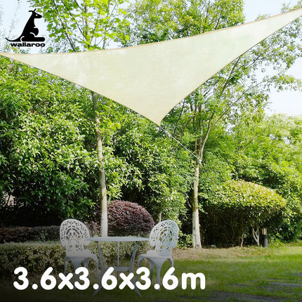 Wallaroo Waterproof 160GSM Outdoor Sun Shade Sail Canopy 3.6m Triangle.