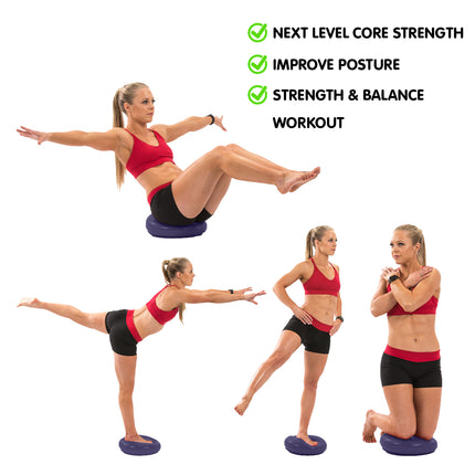 Powertrain Yoga Stability Disc w/ Pump Home Gym Pilate Balance Trainer - Purple.