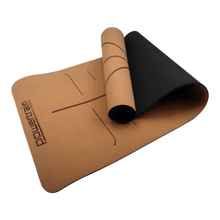 Powertrain Cork Yoga Mat with Carry Straps Home Gym Pilates - Body Line.