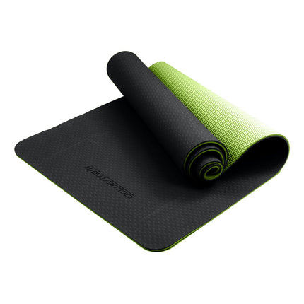 Powertrain TPE Yoga Exercise Mat Home Gym Pilates Fitness 8mm Thick in Black/Green.