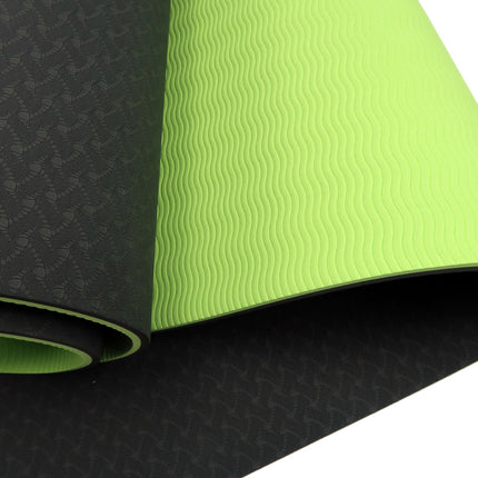 Powertrain TPE Yoga Exercise Mat Home Gym Pilates Fitness 8mm Thick in Black/Green.