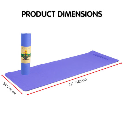 Powertrain TPE Yoga Exercise Mat Home Gym Pilates Fitness 8mm Thick in Light Purple.