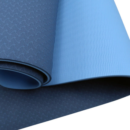 Powertrain TPE Yoga Exercise Mat Home Gym Pilates Fitness 8mm Thick in Dark Blue.