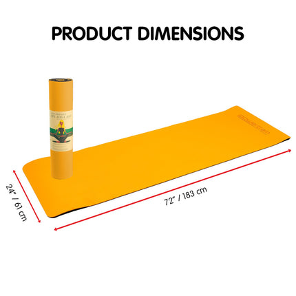 Powertrain TPE Yoga Exercise Mat Home Gym Pilates Fitness 8mm Thick in Orange.