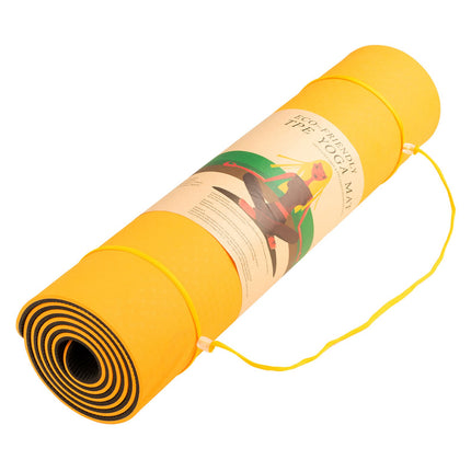 Powertrain TPE Yoga Exercise Mat Home Gym Pilates Fitness 8mm Thick in Orange.