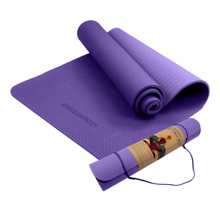 Powertrain Dual Layer 6mm Yoga Mat | Dark Lavender | Non-slip Surface And Carry Strap For Ultimate Comfort And Portability.