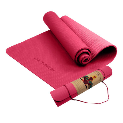 Powertrain Dual Layer 6mm Yoga Mat | Pink | Non-slip Surface And Carry Strap For Ultimate Comfort And Portability.