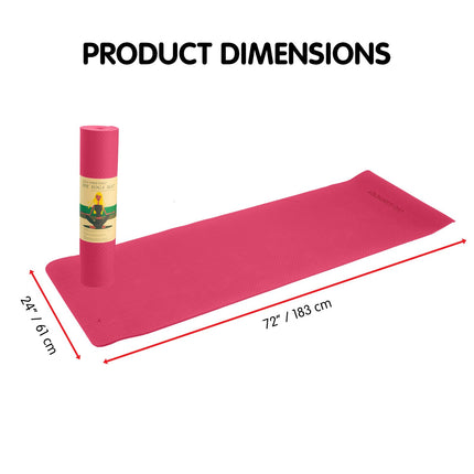 Powertrain Dual Layer 6mm Yoga Mat | Pink | Non-slip Surface And Carry Strap For Ultimate Comfort And Portability.