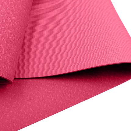 Powertrain Dual Layer 6mm Yoga Mat | Pink | Non-slip Surface And Carry Strap For Ultimate Comfort And Portability.