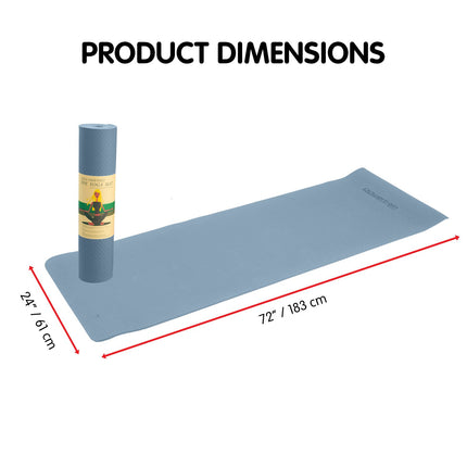 Powertrain Dual Layer 6mm Yoga Mat | Sky Blue | Non-slip Surface And Carry Strap For Ultimate Comfort And Portability.