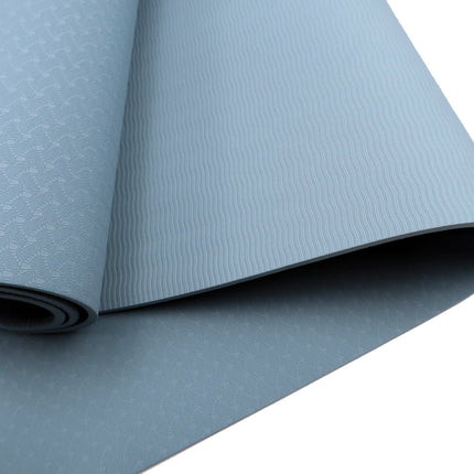 Powertrain Dual Layer 6mm Yoga Mat | Sky Blue | Non-slip Surface And Carry Strap For Ultimate Comfort And Portability.