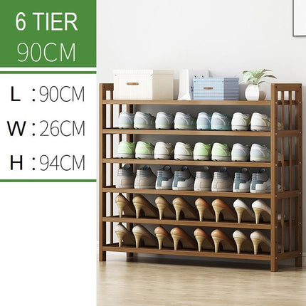 6 Tier Tower Bamboo Wooden Shoe Rack Corner Shelf Stand Storage Organizer.