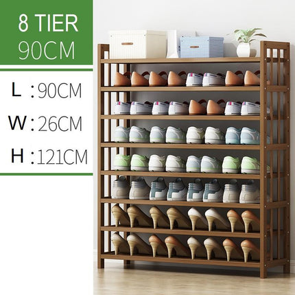 8 Tier Tower Bamboo Wooden Shoe Rack Corner Shelf Stand Storage Organizer.