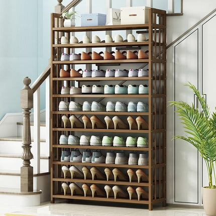 8 Tier Tower Bamboo Wooden Shoe Rack Corner Shelf Stand Storage Organizer.
