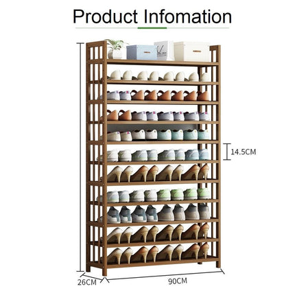 8 Tier Tower Bamboo Wooden Shoe Rack Corner Shelf Stand Storage Organizer.