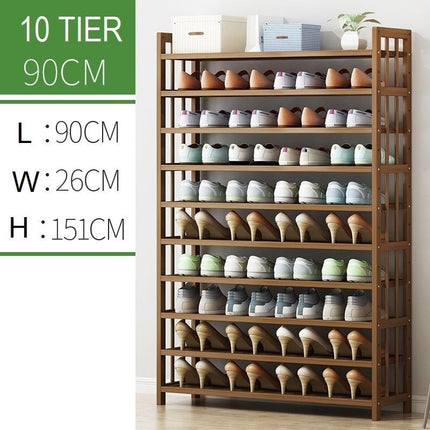 10 Tier Tower Bamboo Wooden Shoe Rack Corner Shelf Stand Storage Organizer.
