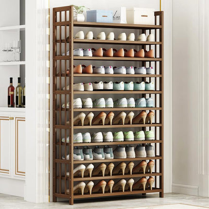 10 Tier Tower Bamboo Wooden Shoe Rack Corner Shelf Stand Storage Organizer.
