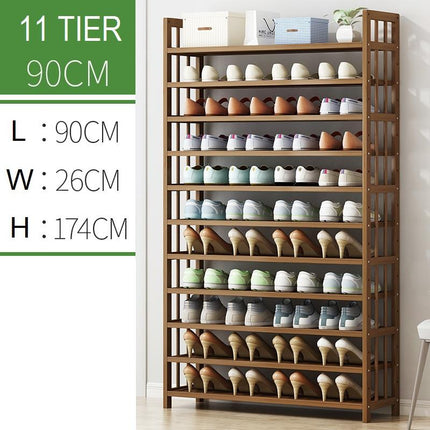 11 Tier Tower Bamboo Wooden Shoe Rack Corner Shelf Stand Storage Organizer.