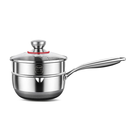 20cm 316L Stainless Steel Saucepan Compound Steel Honeycomb Nonstick Sauce Pan with Glass Lid 2.2L Pot Stay-Cool Handle Multipurpose Milk Saucepan, Induction Capable and Gas Stove.