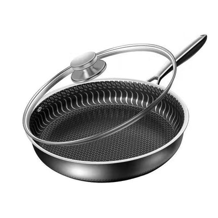 304 Stainless Steel Frying Pan Non-Stick Cooking Frypan Cookware 28cm Honeycomb Double Sided without lid.