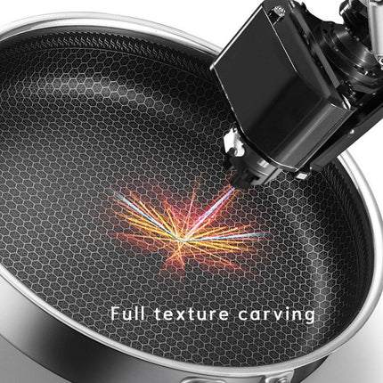 304 Stainless Steel Frying Pan Non-Stick Cooking Frypan Cookware 28cm Honeycomb Double Sided without lid.