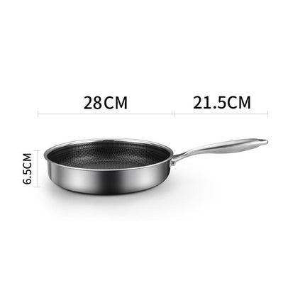 Stainless Steel Frying Pan Non-Stick Cooking Frypan Cookware 28cm Honeycomb Double Sided.